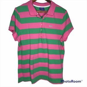 Le Tigre pink green striped polo shirt sleeve top